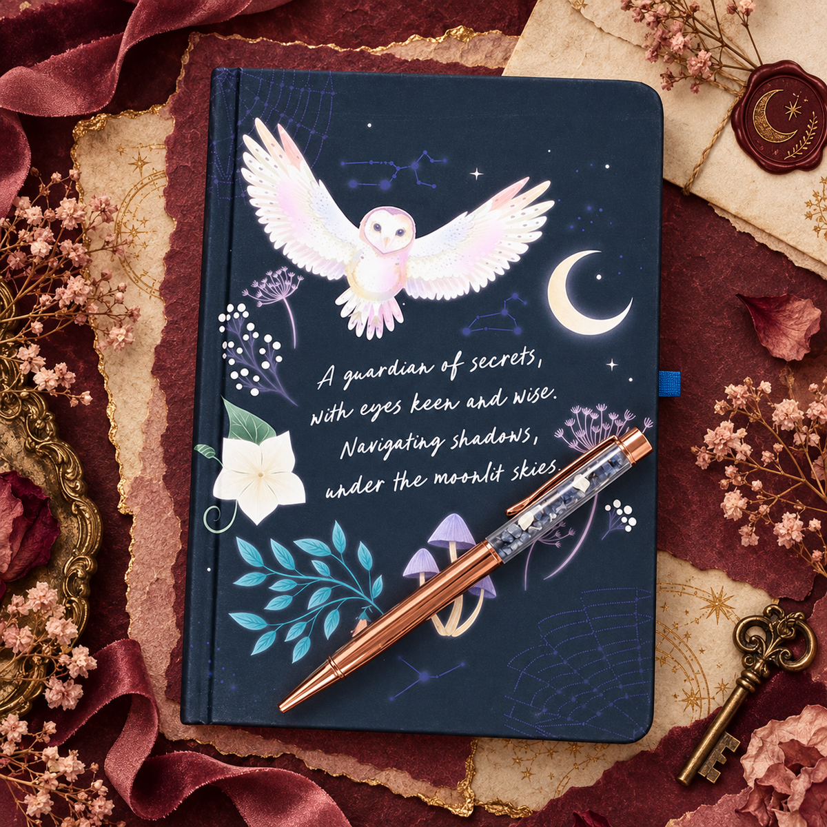 Night Owl Journal with Sodalite Pen