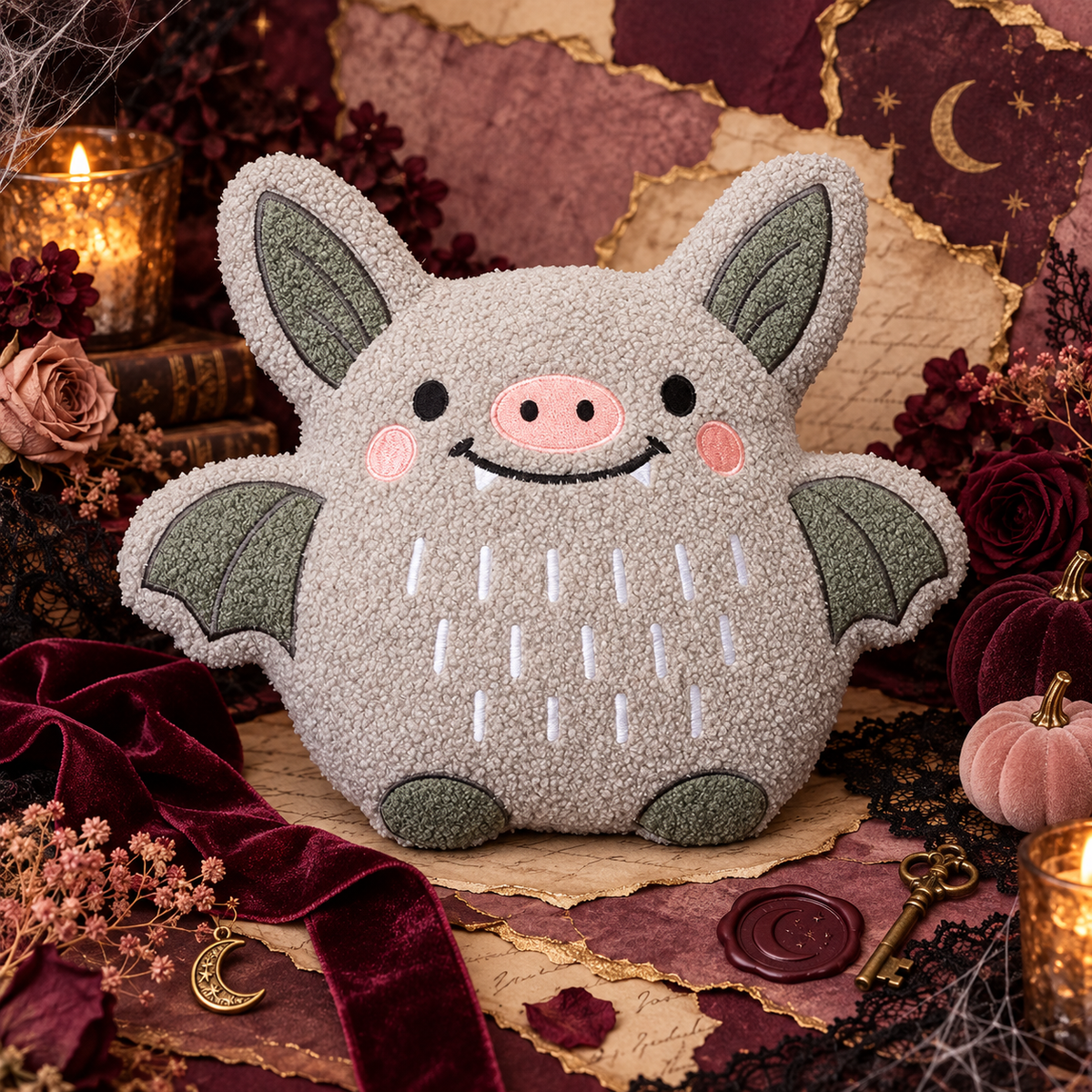 Cute Bat Boucle Cushion
