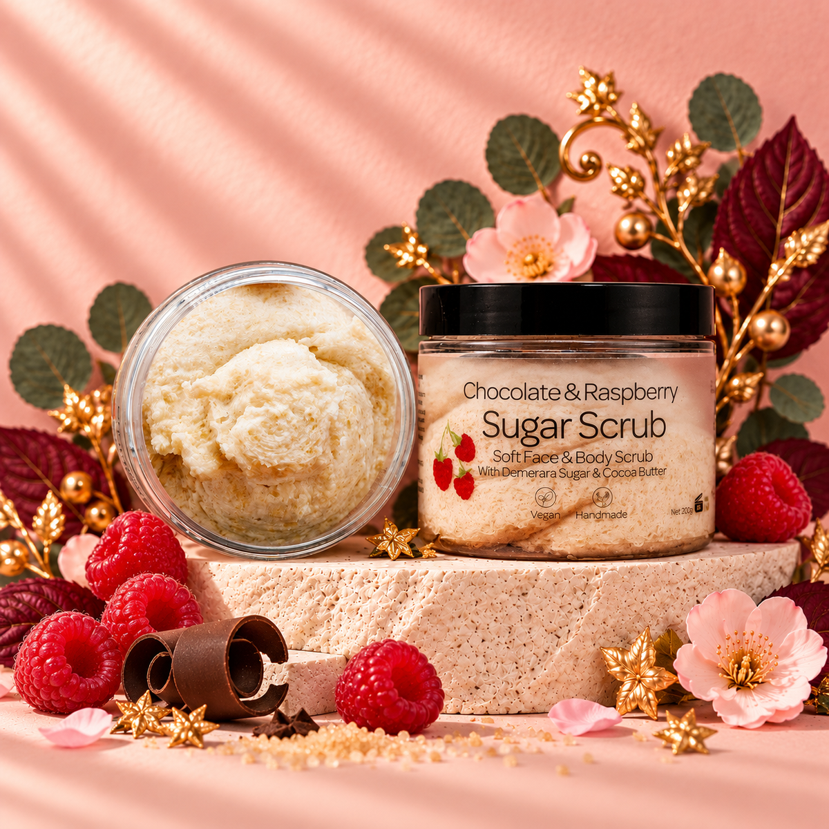 Chocolate & Raspberry Demerara & Golden Castor Sugar Scrub