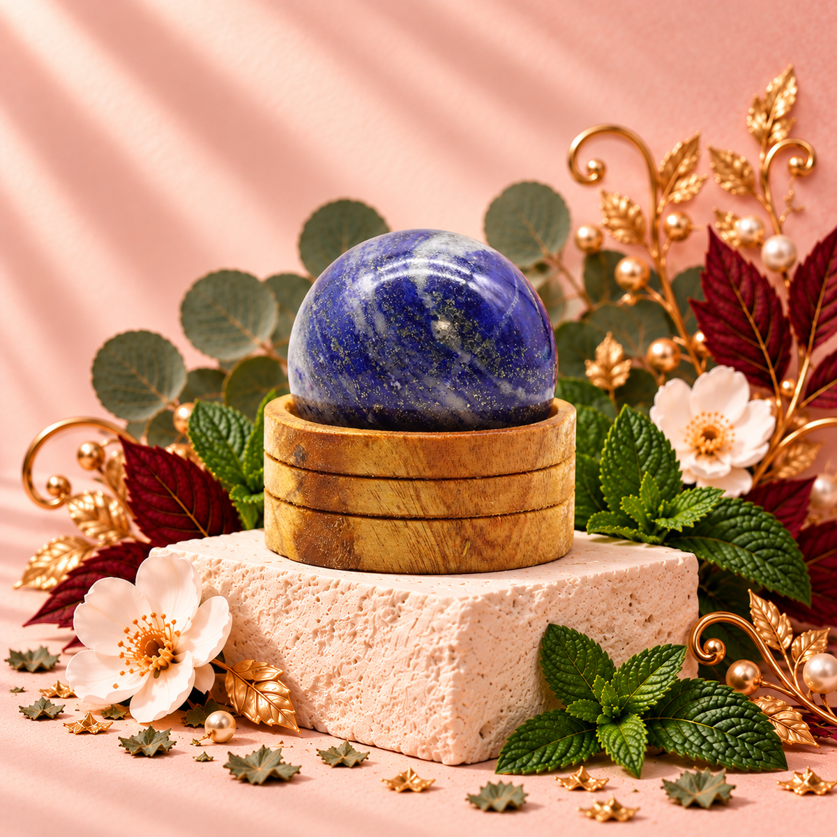 Gemstone Crystal Sphere 50mm - Afghan Lapis with Stand